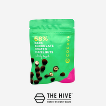 Load image into Gallery viewer, COCOVA Cheeky Hazel 68% Dark Chocolate Coated Hazelnuts