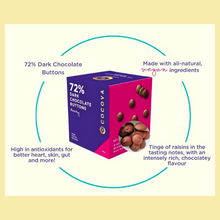 Load image into Gallery viewer, COCOVA Dreamy 72% Dark Chocolate Buttons