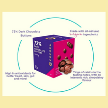 Load image into Gallery viewer, COCOVA Dreamy 72% Dark Chocolate Buttons
